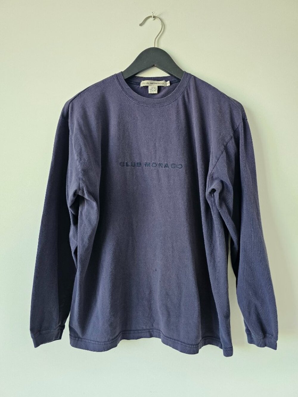 Club Monaco Crew Neck Long Sleeve 100% Cotton T-Shirt Men's Medium
